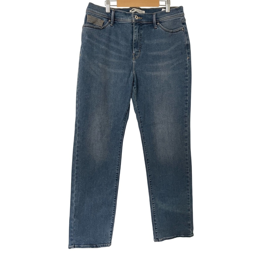 Levi's Perfectly Slimming Jeans 14 W32 L32 Straight Leg Embroidered Pockets